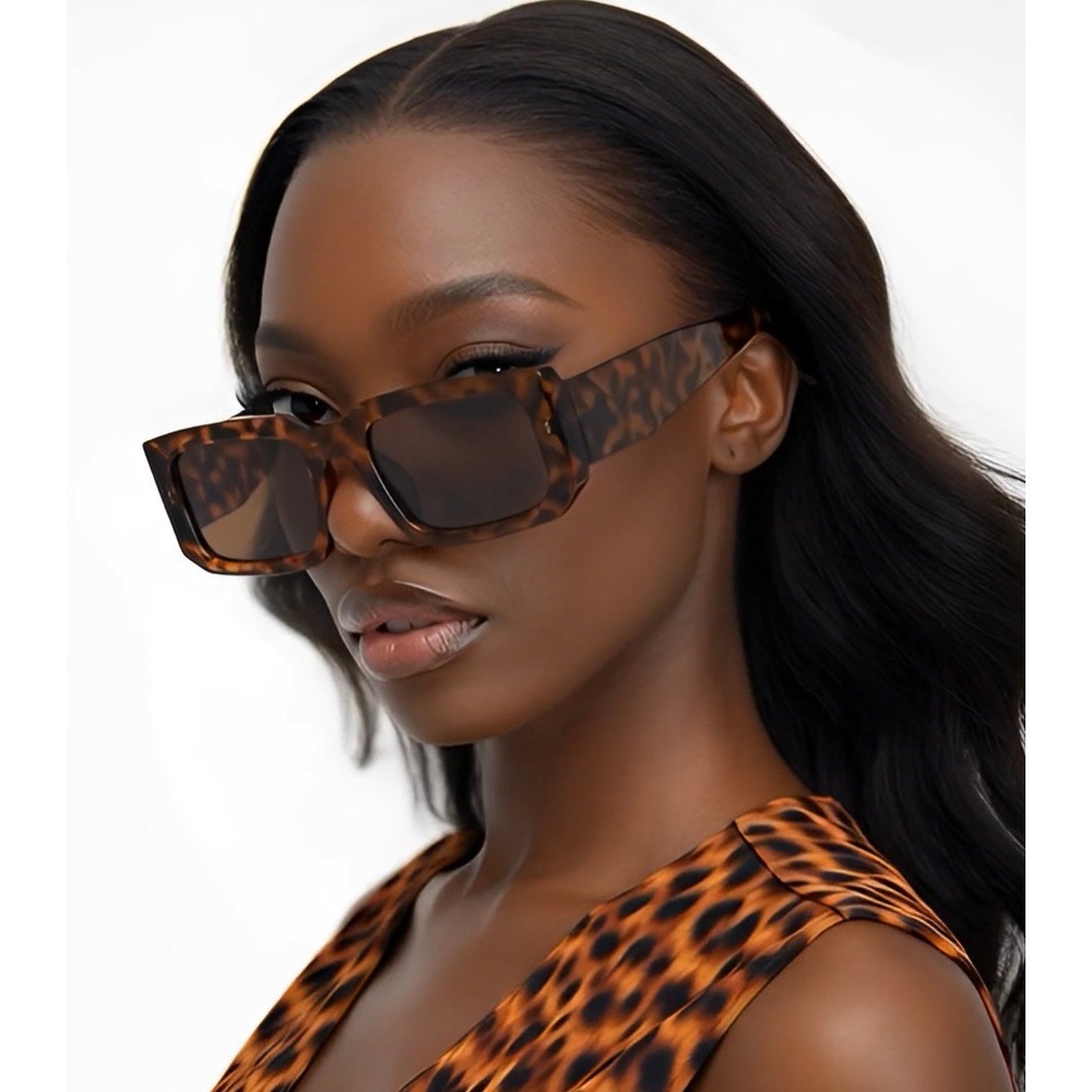 Sunglasses Stylish‎ Trendy Women Tortoise Frame Square Brown Lens Gafas Lentes